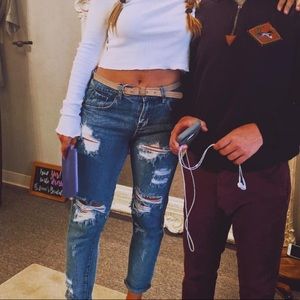 Brandy Melville distressed girlfriend jeans